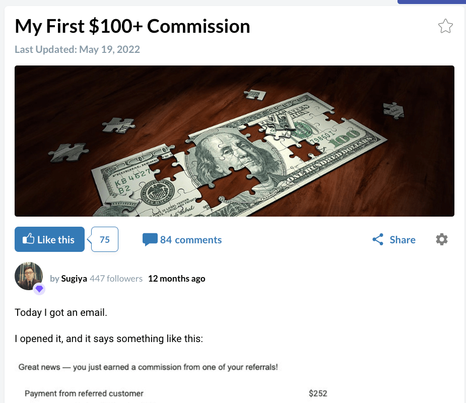 My First $100+ Commission